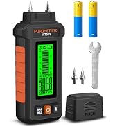 5 in 1 Moisture Meter, POROMETISTO 5 Modes Wood Moisture Meter with Three-Color Backlight, Data H...