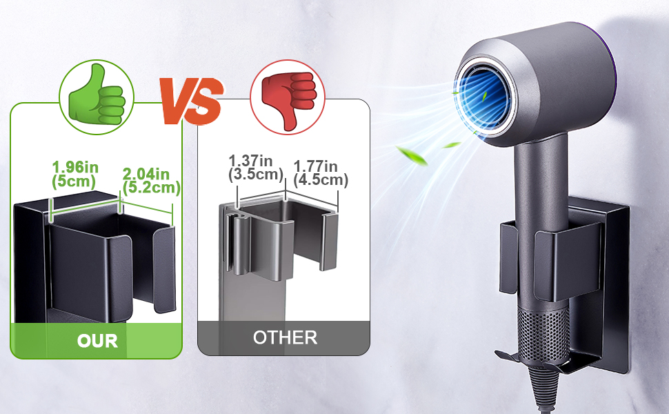 WAYASI hairdryer holder for bathroom hair dryer and straightener holder curling iron holder