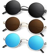 ANZIW Round Polarized Sunglasses Men Women,Retro Metal Hippie Shades with 100% UV Protection