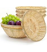 ZAVOOS 6 Pack Bamboo Bread Basket, 10 Inch Hand Woven Round Gift Baskets for Serving, Natural Bam...