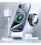 TORRAS 3 in 1 Charging Station with MagSafe Charger Stand, Cooling 15W Max Fast Charging, Foldabl...