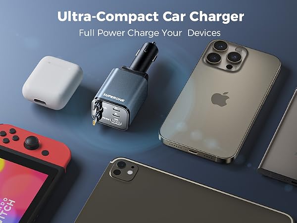 fast charge retractable car charger