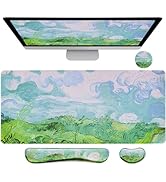 Bloss Green Desk Mat, Ergonomic Mouse Pad+Wrist Rest, Desk Pad Mat, Gaming Mouse Pad for Computer...