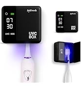 UV Toothbrush Sanitizer Holder &amp; Cleaner with LED Clock Display &amp; Hot Air Drying – Wall-Mounted U...