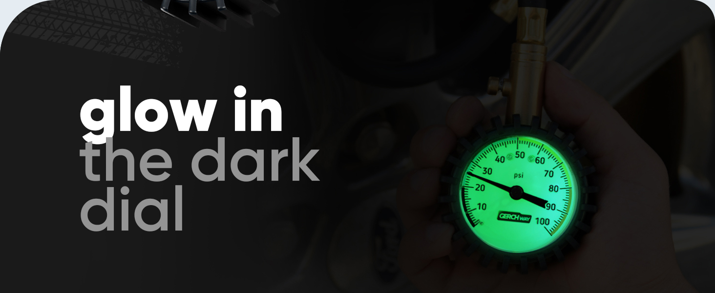glow in the dark dial air pressure gauge