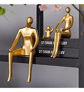 Quoowiit Gold Decor Family Statue Shelf Decor, Abstract Modern Home Decorations Family Sculpture,...