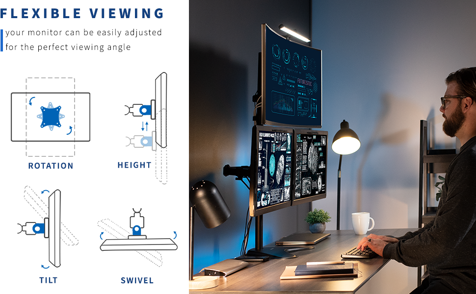 3 monitor freestanding mount