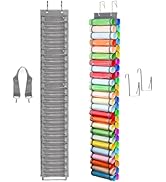 Elsjoy 50-Compartment Vinyl Roll Holder with Hooks and Strap, Wall Mounting Hanging Vinyl Roll Or...