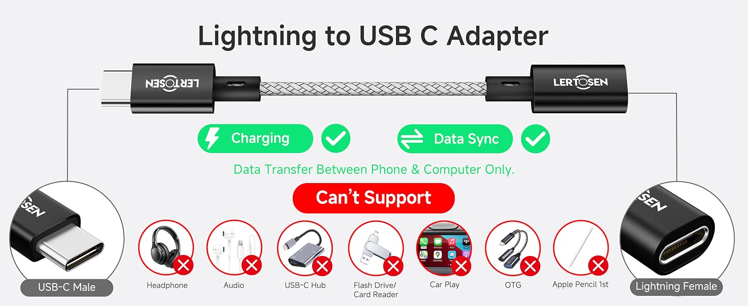 lightning to usb-c lightning usb c adapter usb c female to lightning cable