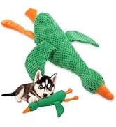 GLIDESMOOTH Dog Toys for Aggressive Chewers, Goose Chew Toy for Dogs, Squeaker Crinkle Plush Toy,...