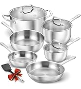 KOCH SYSTEME CS Stainless Steel Pots and Pans Set, 10 Piece Stainless Steel Cookware Set for Prof...