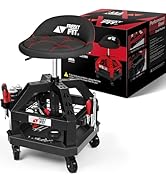 FreekyFit Rolling Shop Stool for Garage with Casters, DO02-Adjustable Height 360° Swivel Shop Sea...