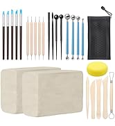 ZEHIQ Premium Air Dry Clay Kit, 2.2LBs Natural White Pottery Clay with 25 Pcs Clay Sculpting Tool...