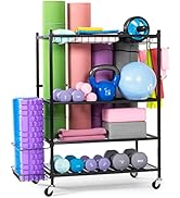 UMINEUX Yoga Mat Storage Racks, Home Gym Storage for Foam Roller, Dumbbells, Kettlebells, All in ...