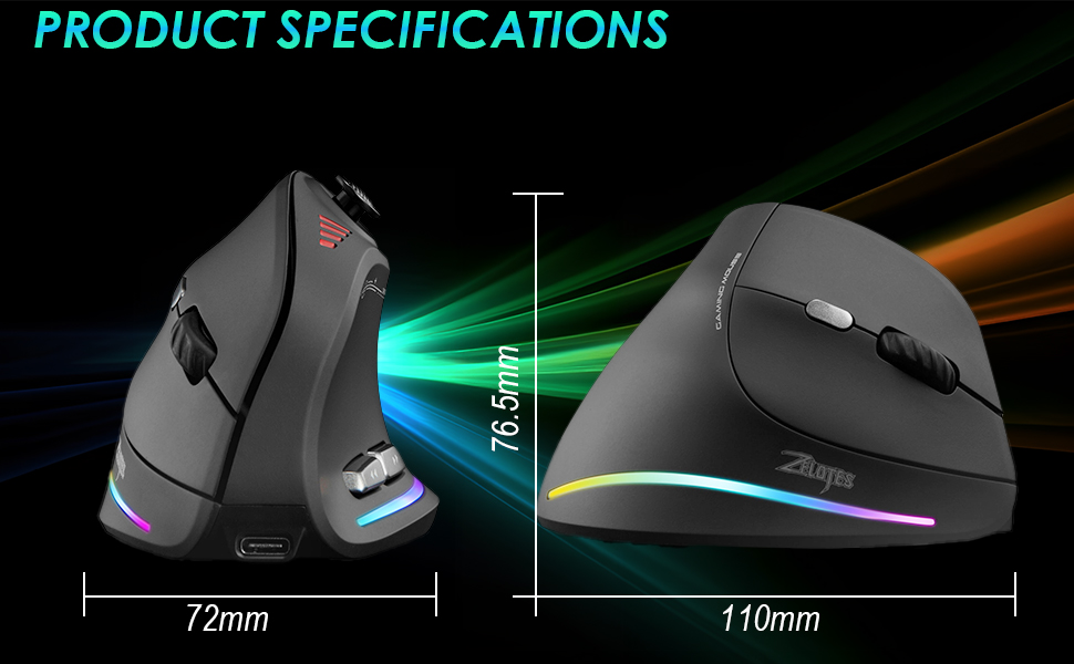 wireless ergonomic mouse bluetooth vertical gaming mouse rechargeable rgb mouse usb c silent