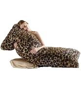 Brown Leopard Print Body Pillow Cover(No Filling),Plush Fuzzy Faux Fur Body Pillowcase with Zippe...