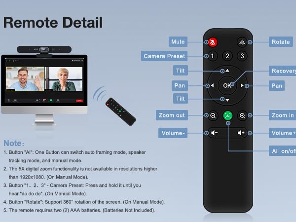 Conference room camera 4k webcam with microphone speaker for computer video meeting