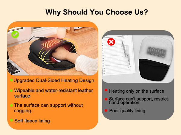 Nauttxon Heated Mouse Pad Hand Warmer - Dual-Sided Heating USB Heated Mouse Pad