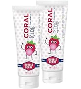 Coral White Kids Bubble Berry Fluoride Free Toothpaste - 4 Ounces (2 Pack)
