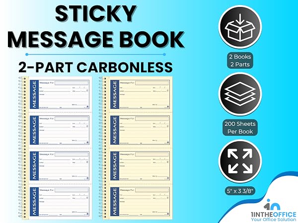 message book, 2 part carbonless message book, sticky message book