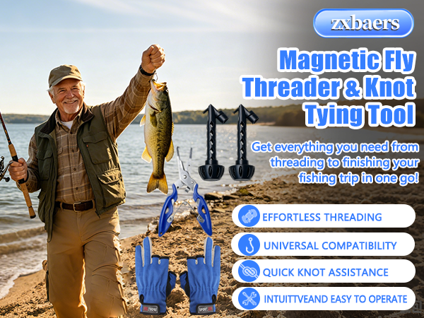 Magnetic Fly Threader &amp; Knot Tying Tool