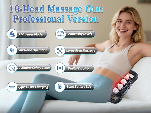 16 head massage gun deep tissue