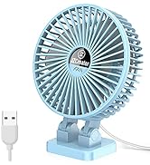 JZCreater USB Desk Fan, 3 Speeds Desktop Table Cooling Fan in Single Button , Head Rotation Stron...