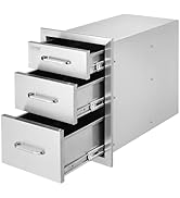 VEVOR 14x20.3 Inch Outdoor Kitchen Drawers Stainless Steel, Flush Mount Triple Drawer, 14W x 20.3...