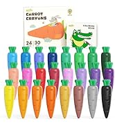 JUPITEARTH 24 Colors Crayons for Toddlers 1-3, Non Toxic Beeswax Carrot-Shaped Toddler Crayons wi...