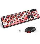 MOFii Wireless Keyboard and Mouse Set, Colorful Full Size Typewriter Keyboard Wireless with Numbe...
