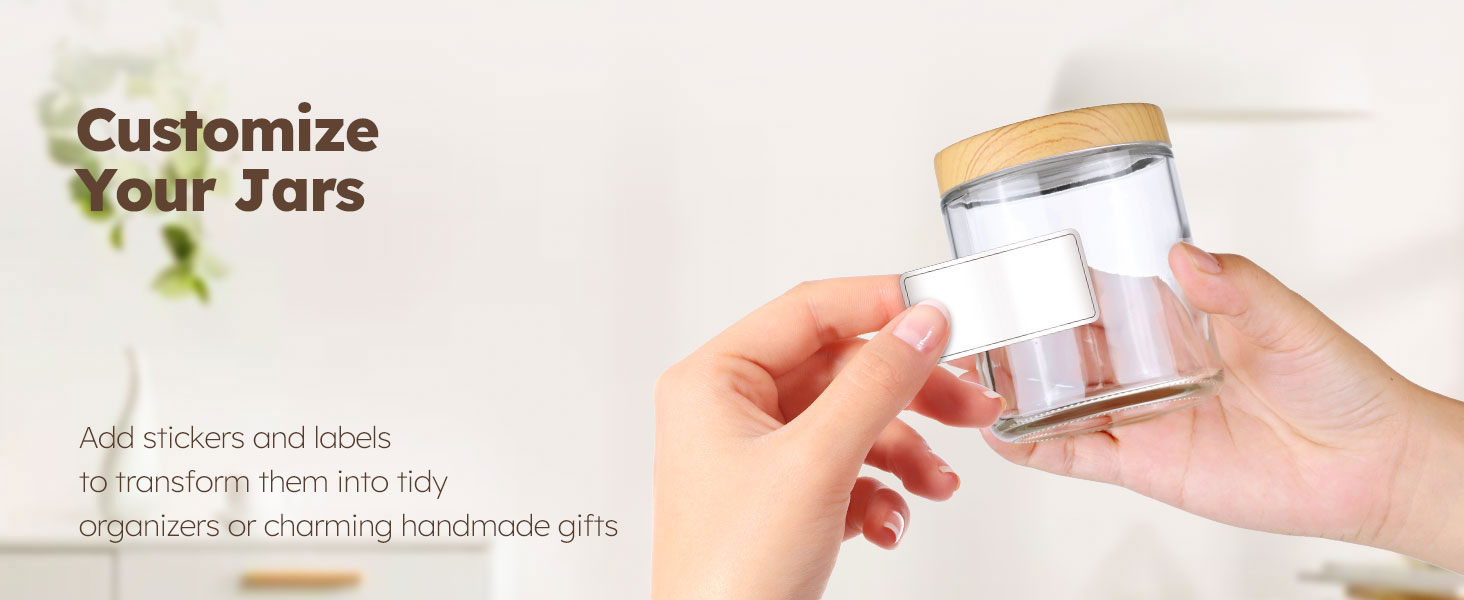 Glass Jars with Plastic Woodgrain Lids