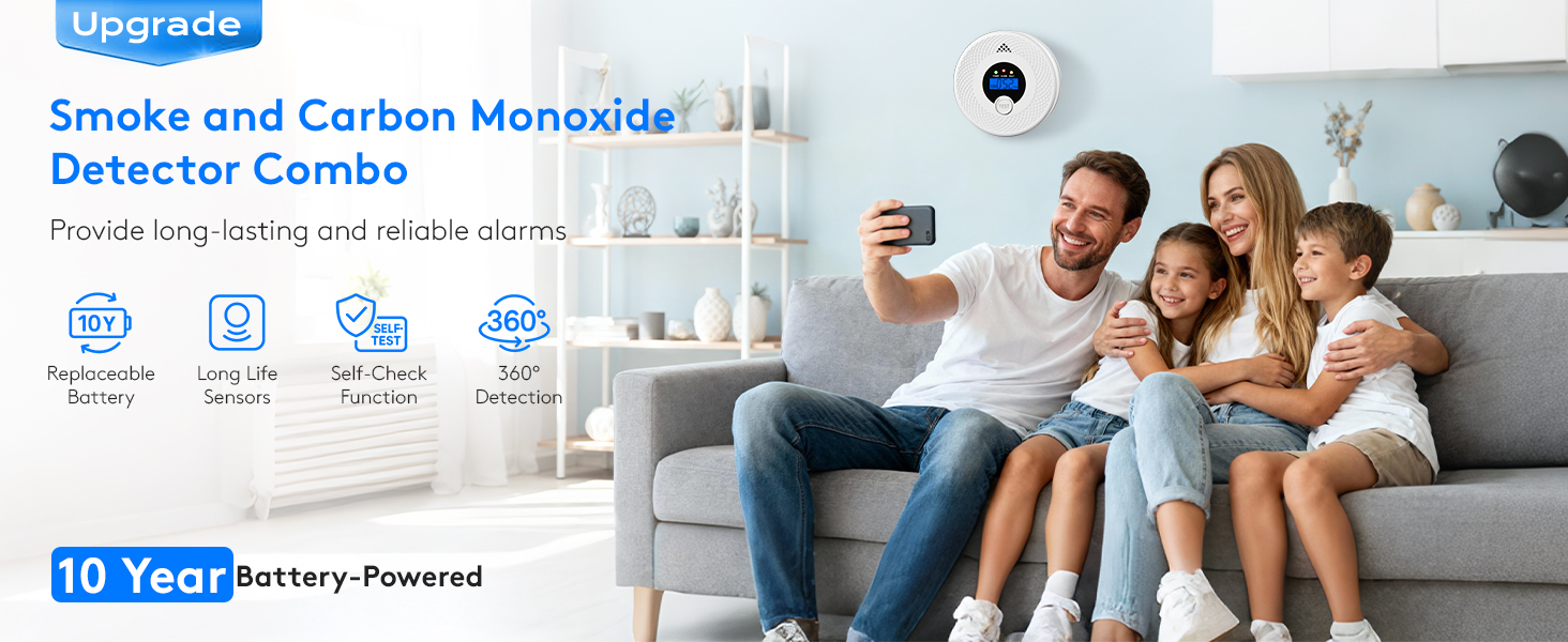 smoke detector carbon monoxide detector combo 10 year battery
