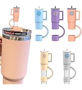 AIERSA 5Pcs Silicone Straw Cover Cap Compatible with 30&amp;40 Oz Tumblers, Straw Tip Covers for Cups...
