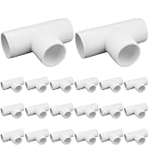 20-Pack 1/2" Tee PVC Fittings, Furniture Grade Pipe Fittings 3 Way for SCH40 PVC Pipe, Pipe Conne...