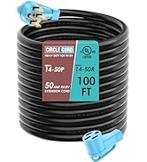 CircleCord UL Listed 50 Amp 100 Feet RV/EV Extension Cord, Heavy Duty 6/3+8/1 Gauge STW Wire, NEM...