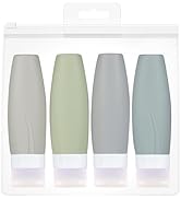 AwA HoDoMi TSA Approved 3oz Silicone Travel Bottles 4 Pack, Refillable Squeezable Toiletry Contai...