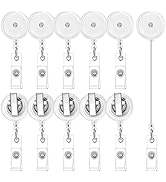 30 Pieces Retractable Badge Reels with Swivel Alligator Clip, Badge Reels Holder(Translucent Clear)