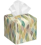 BLYKVGHQ Colorful Wavy Lines Square Tissue Box Cover Abstract Leaves Tissue Box Holder Facial Cub...