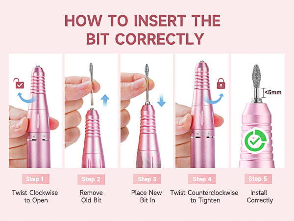 how to insert nail drill bit