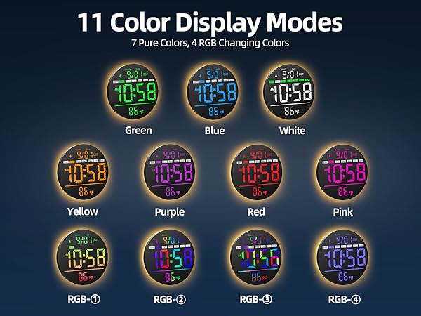 digital wall clock 11 color modes
