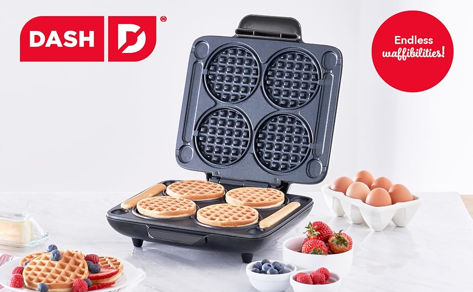 multi mini maker, mini waffle, breakfast, 4 mini waffles, no drip