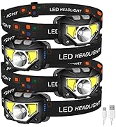 LHKNL Headlamp Flashlight, 1200 Lumen Ultra-Light Bright LED Rechargeable Headlight with White Re...