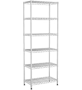 VANZBON 6-Tier Wire Shelving, Wire Shelving Unit, Kitchen Metal Shelves, Storage Rack with Adjust...