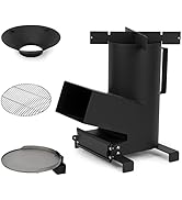 Onlyfire 3 In 1 Camp Rocket Stove with 14.5" Cooking Grate, 18" Griddle and Cooktop, Portable Woo...