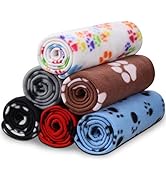 Comsmart Dog Blankets for Small Dogs, 6 Pack Puppy Blanket Cute Paw Print Pet Blanket for Dog, Pu...