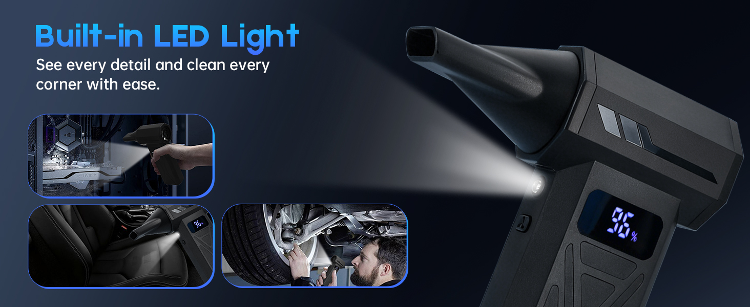 Built in LED light Canned Air Alternative for Keyboard, PC, Computer, Car, Home &amp;amp; Outdoor Use