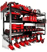 CRELYSTER Large Power Tool Organizer Wall Mount, 4 Layer Heavy Duty 8 Cordless Drill Holder Tool ...