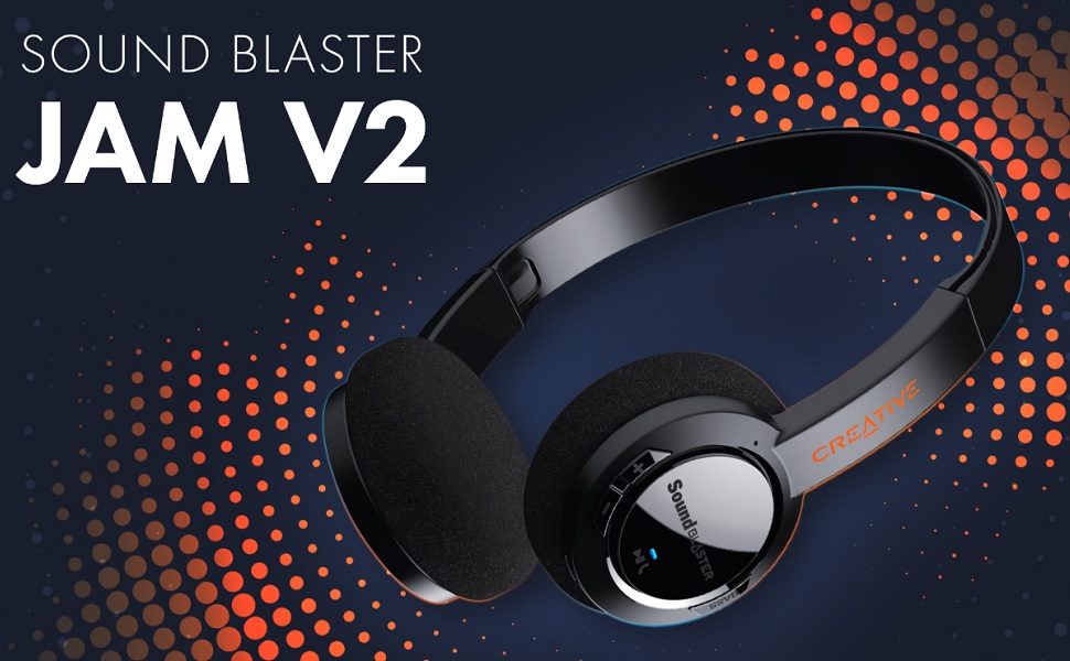 Sound Blaster JAM V2, Bluetooth headphones, black, LED light, volume buttons 