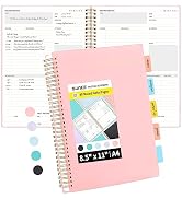 SUNEE Meeting Notebook for Work with Sticky Tabs - 160 Pages, A4 Size Project Planner, Spiral Mee...