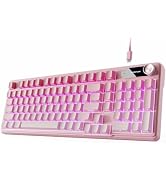 Wired Creamy Keyboard with Number Pad, Knob, RGB Backlit-Gradient Pink | 98-Key Quiet Computer Ke...